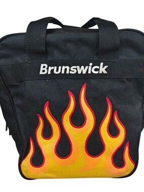 Brunswick Spark Flames 1 Bowling Ball Bag Black Nylon Flames Single Ball